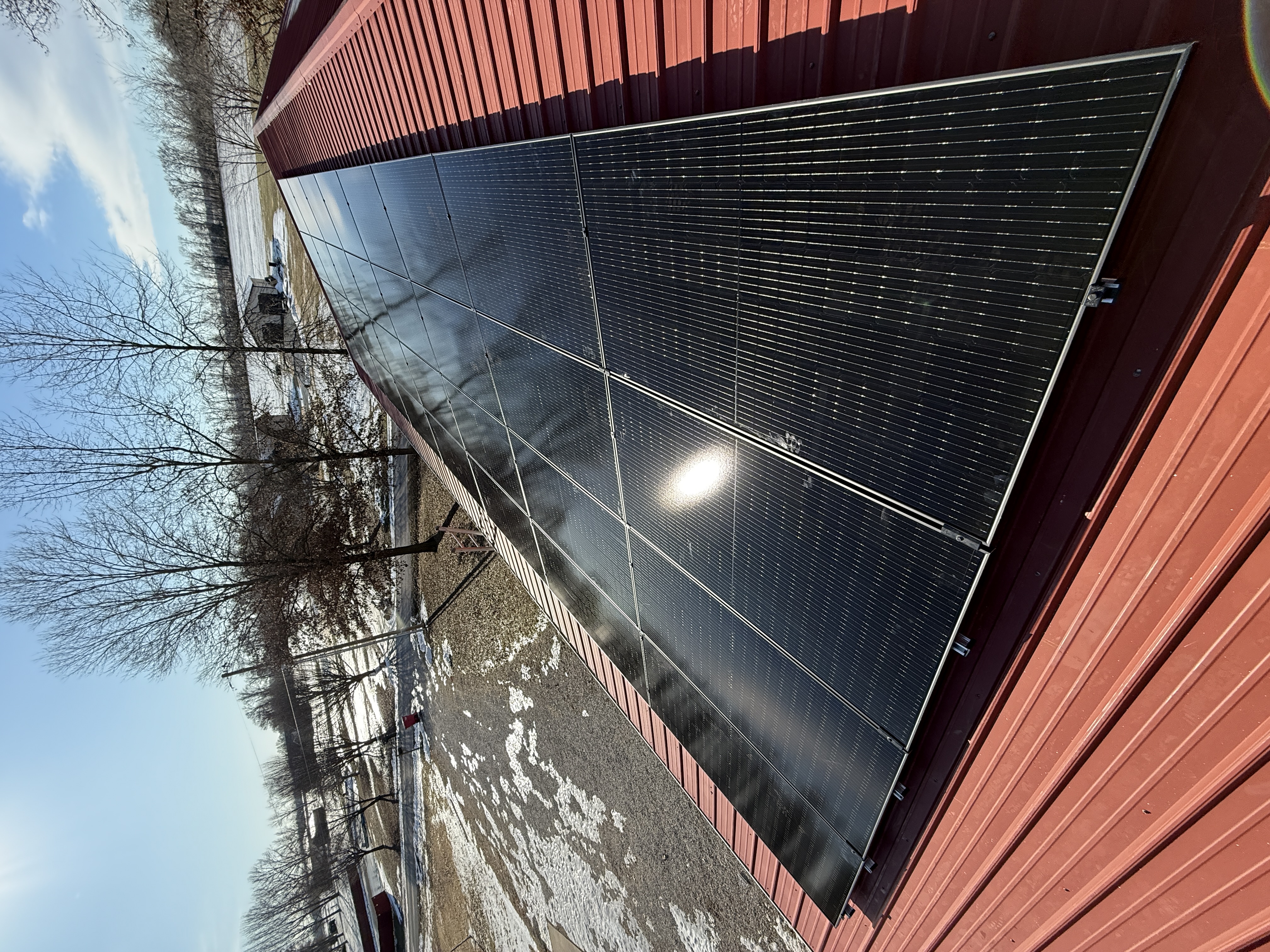 Solar panel installation on residential roof